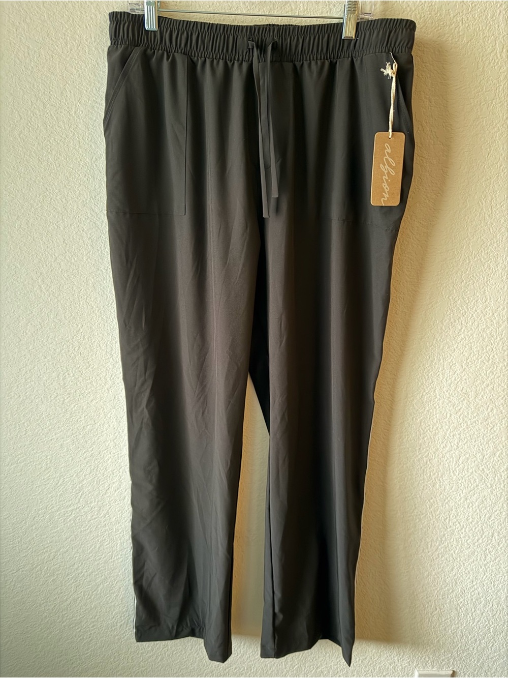 Albion Fit Trouser Track Pants Black White‎ Stripe Size L-Tall NWT 242621806